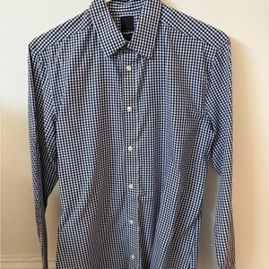 H&M Slim Fit Easy Iron Dress Shirt – Size M (Navy Gingham Check)